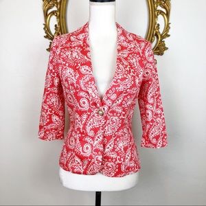 HWA Apparel Orange/Coral/White Print Blazer Size M